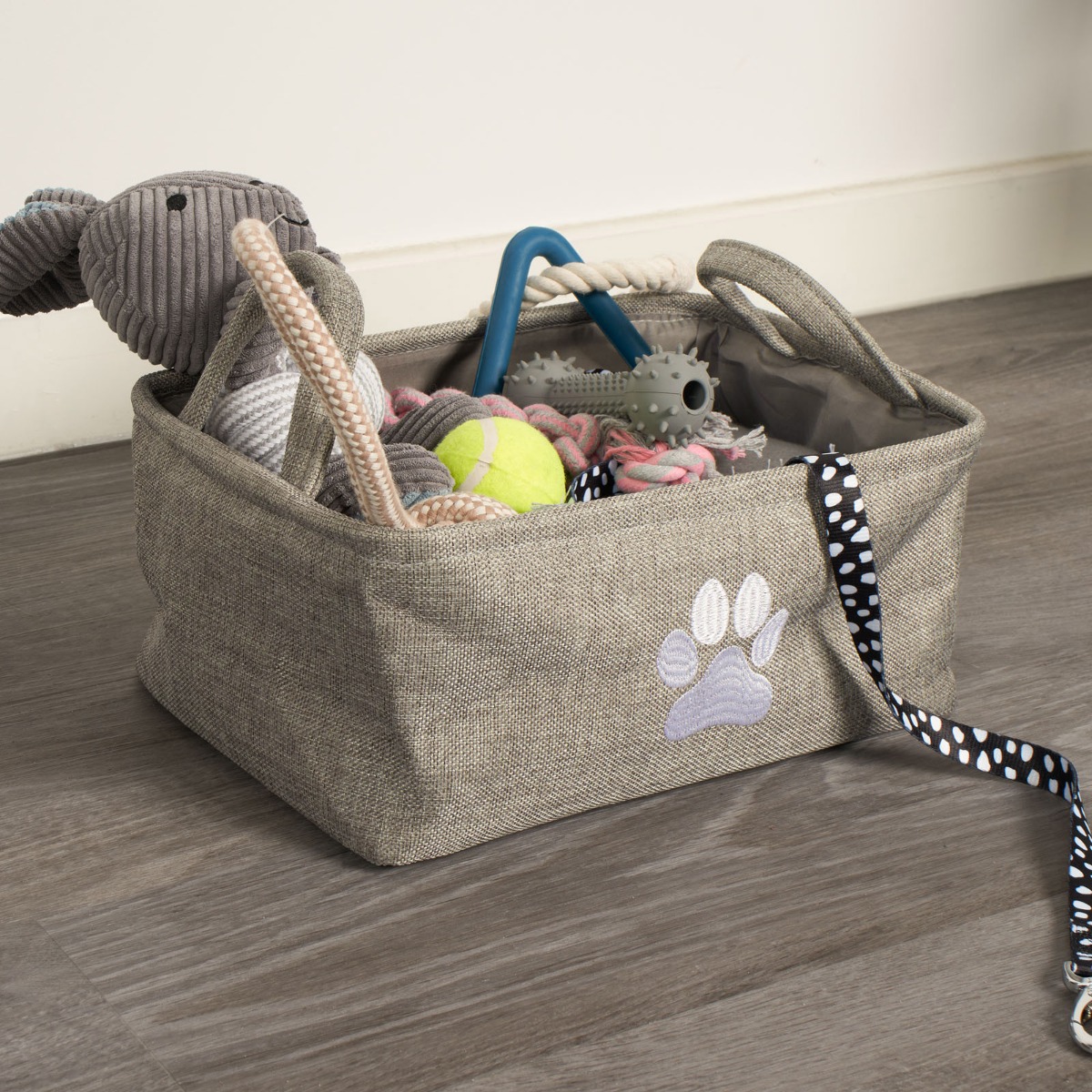 OHS Pet Paw Embroidered Storage Basket – Charcoal