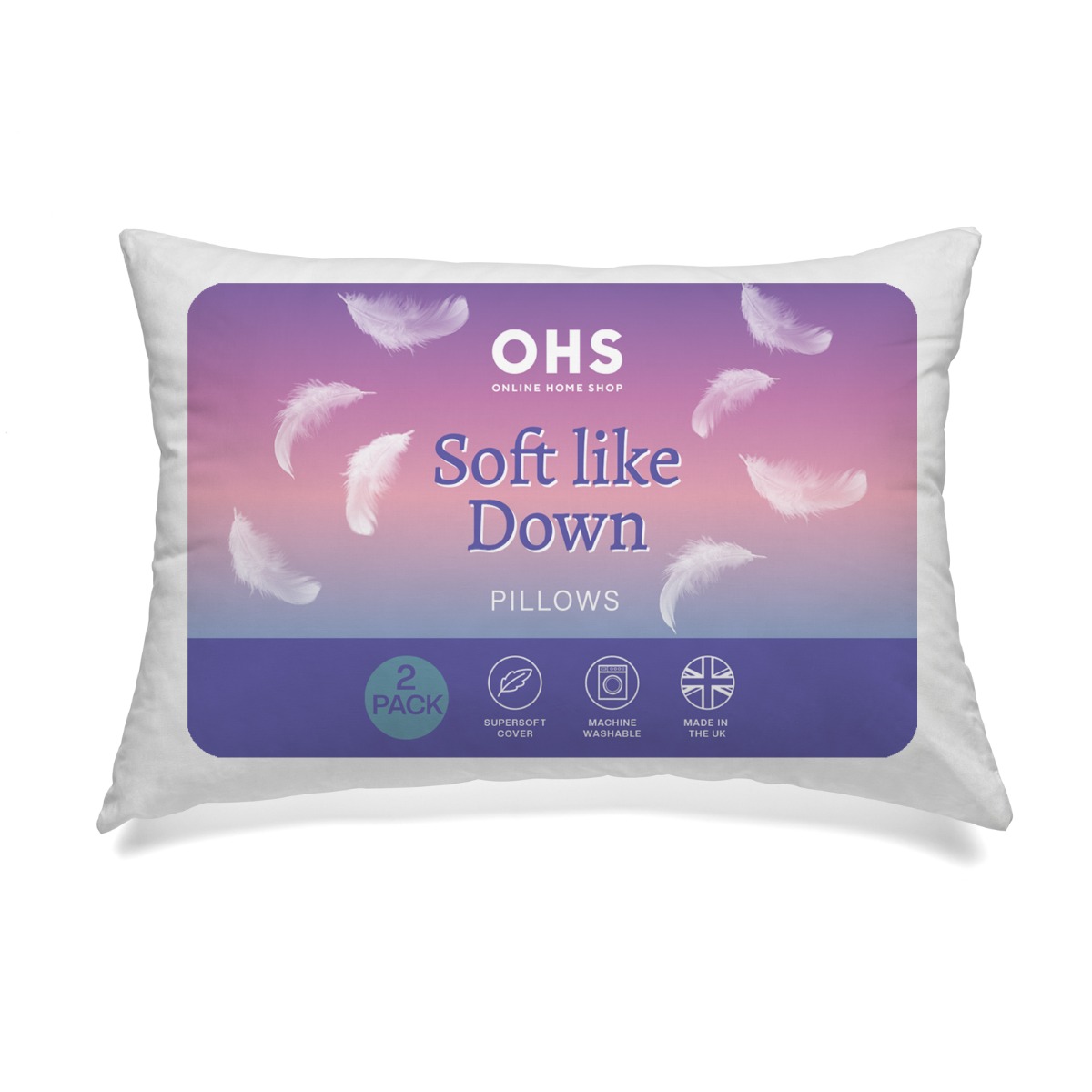 Ohs 2 Pack Soft Like Down Pillows - White