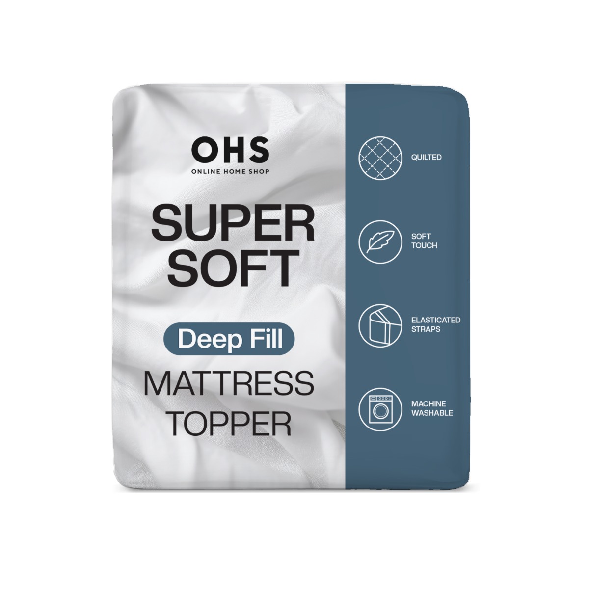 OHS Soft Touch Deep Fill Mattress Topper in White | Size: King