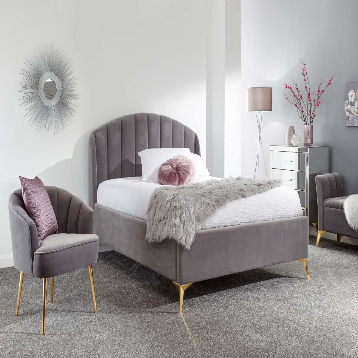Pettine End Lift Ottoman Storage Bed, 4ft 6 Double – Grey