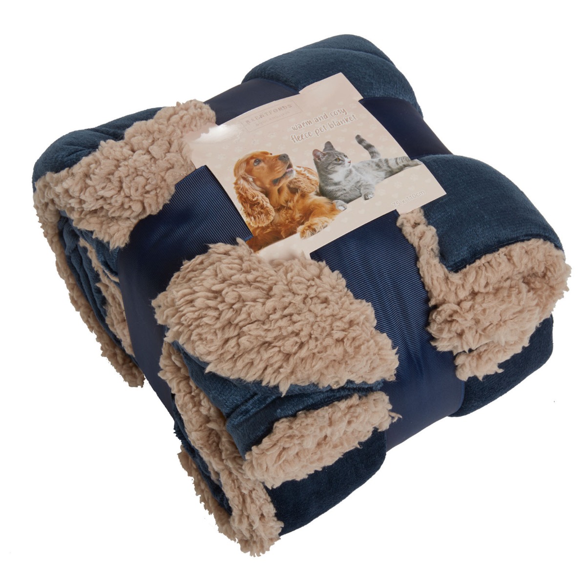 OHS Sherpa Soft Quilted Pet Blanket – Navy