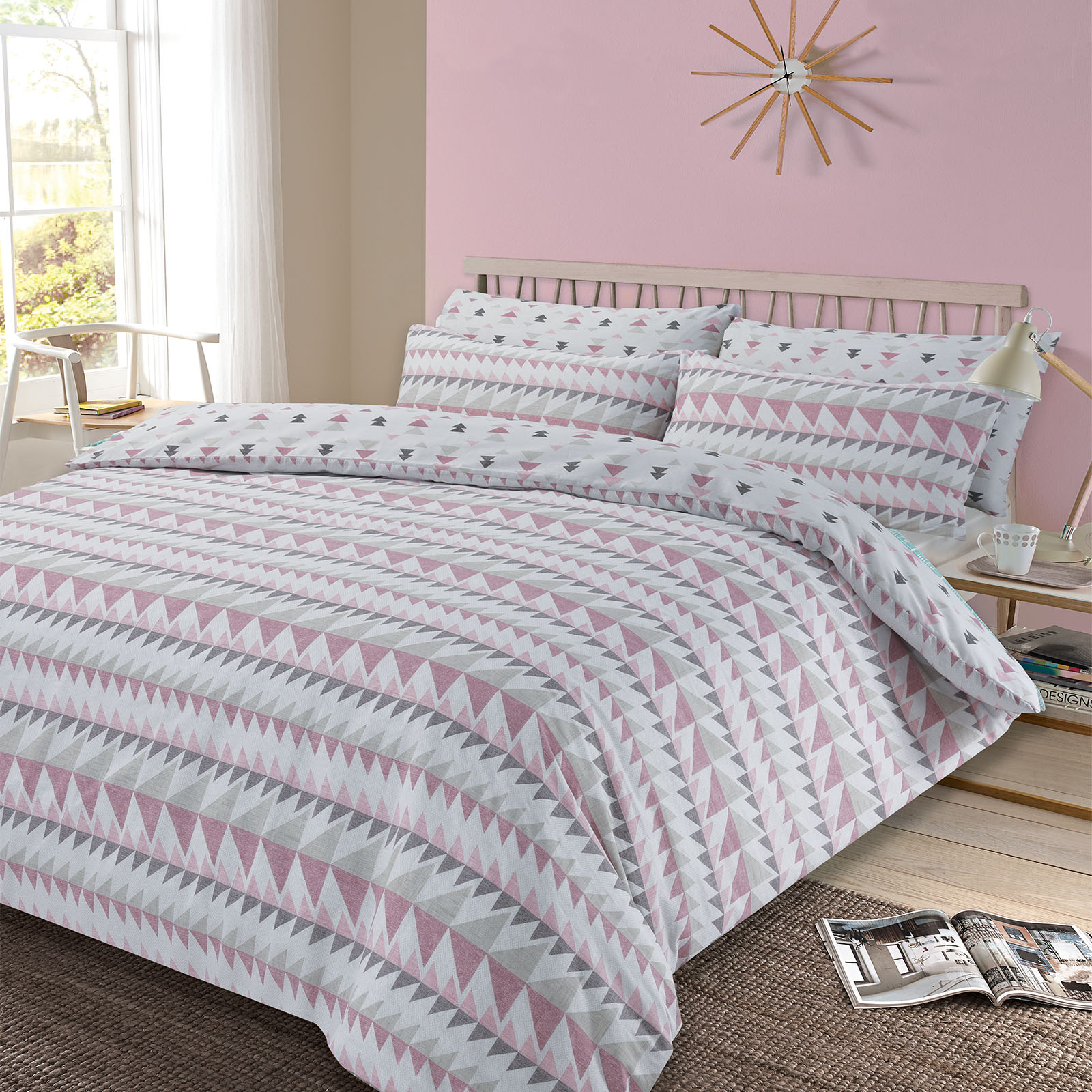 Rewind Duvet Cover Single Set – Blush Pink/Grey