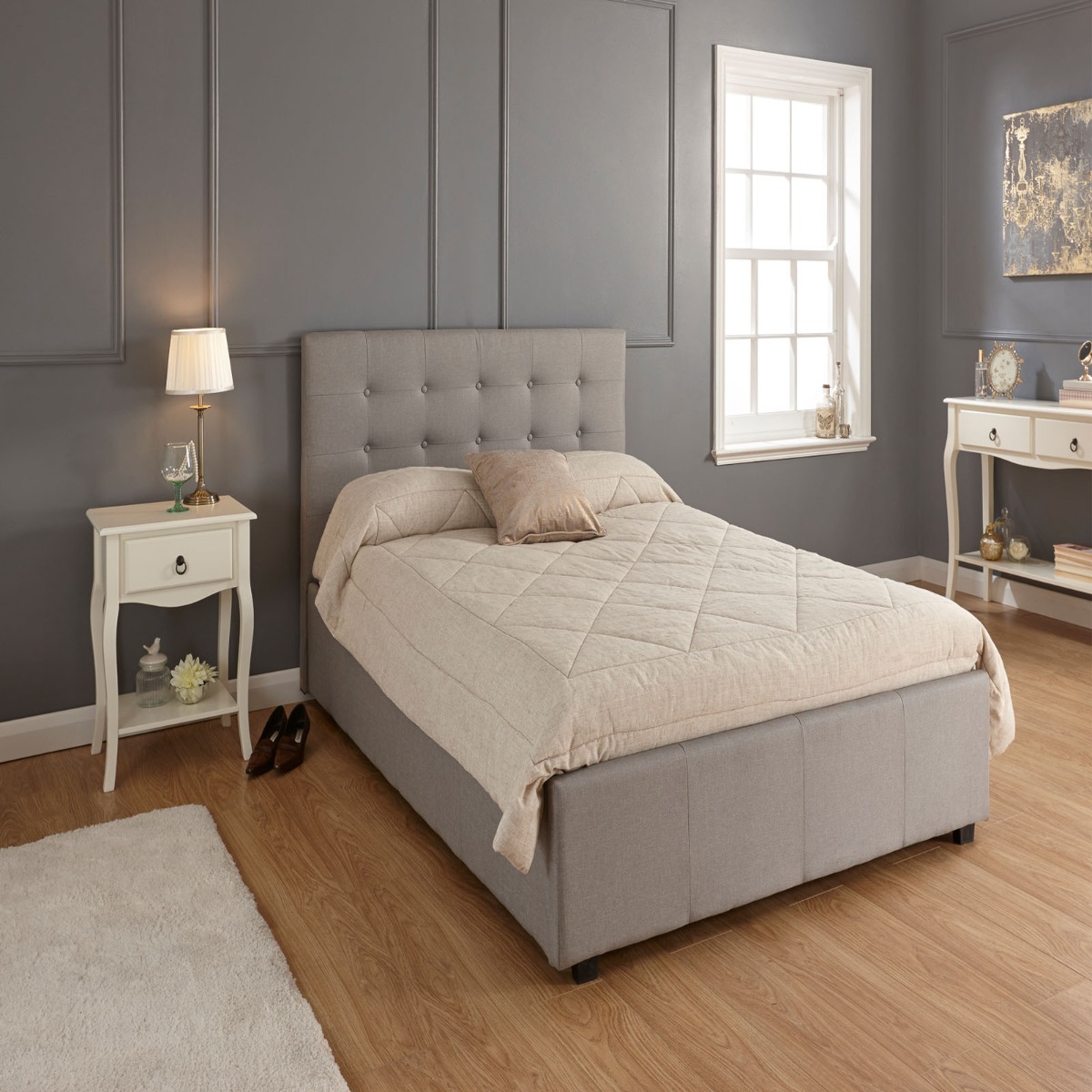 Utah Ottoman Storage Bed, 4ft 6 Double – Sundance Grey