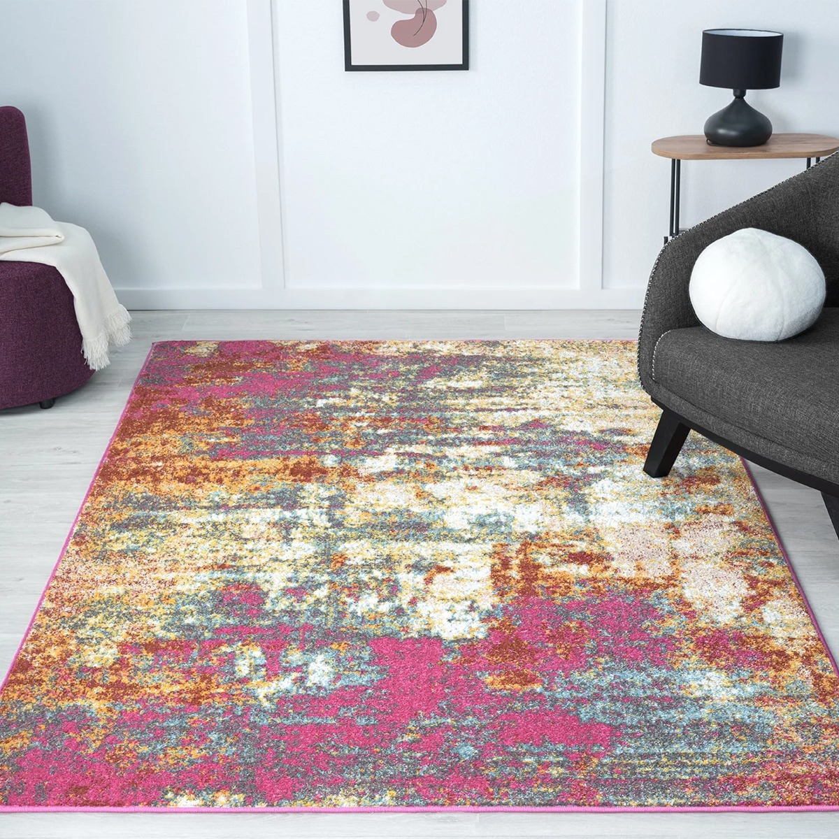 OHS Carnaby Print Binded Rug, Pink – 160 x 230cm