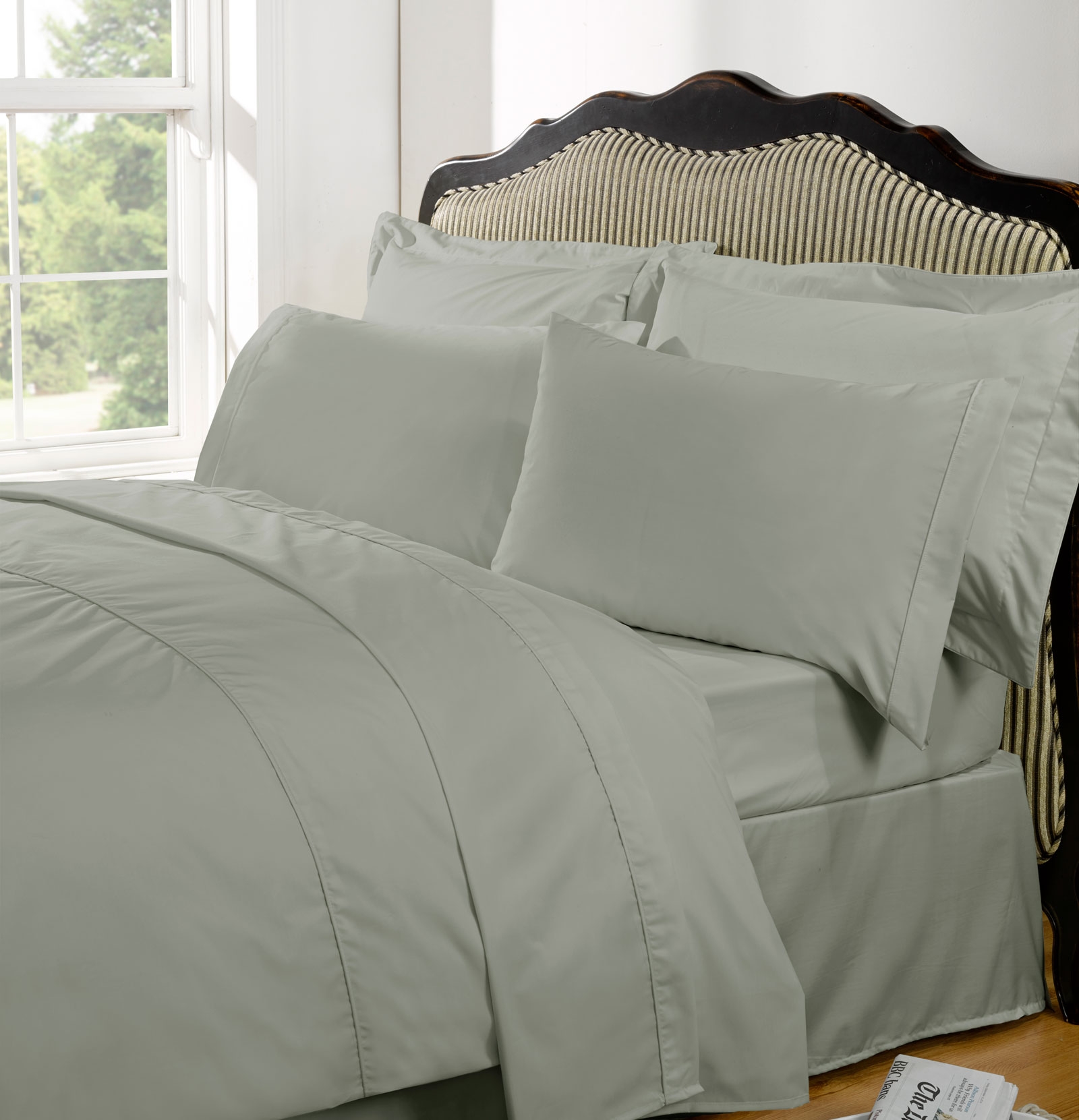 OHS 100% Egyptian Cotton Valance Bed Sheet 230 TC Silver Grey – King