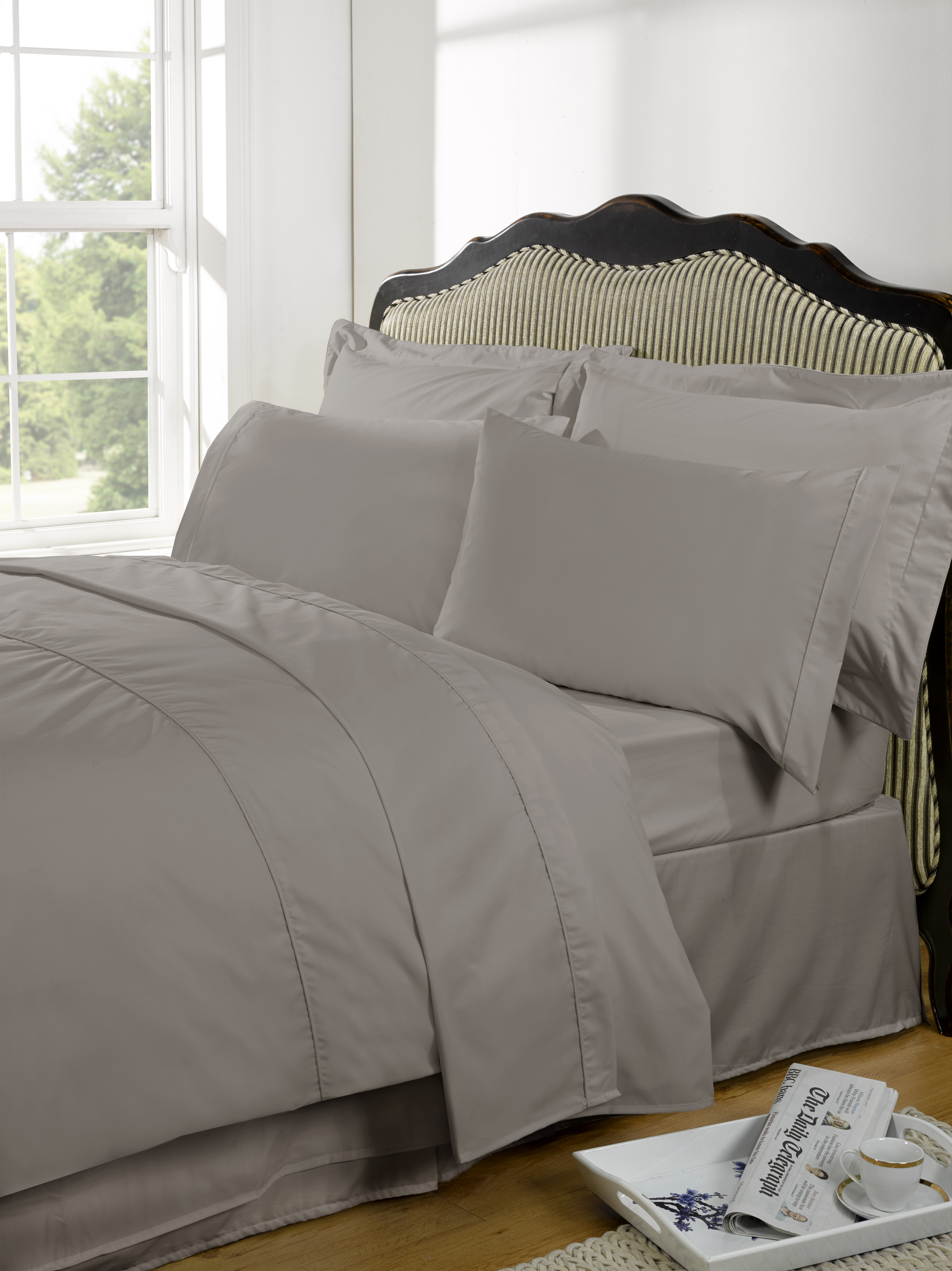 OHS 100% Egyptian Cotton Plain Dye Deep Portobello Fitted Sheet – Single