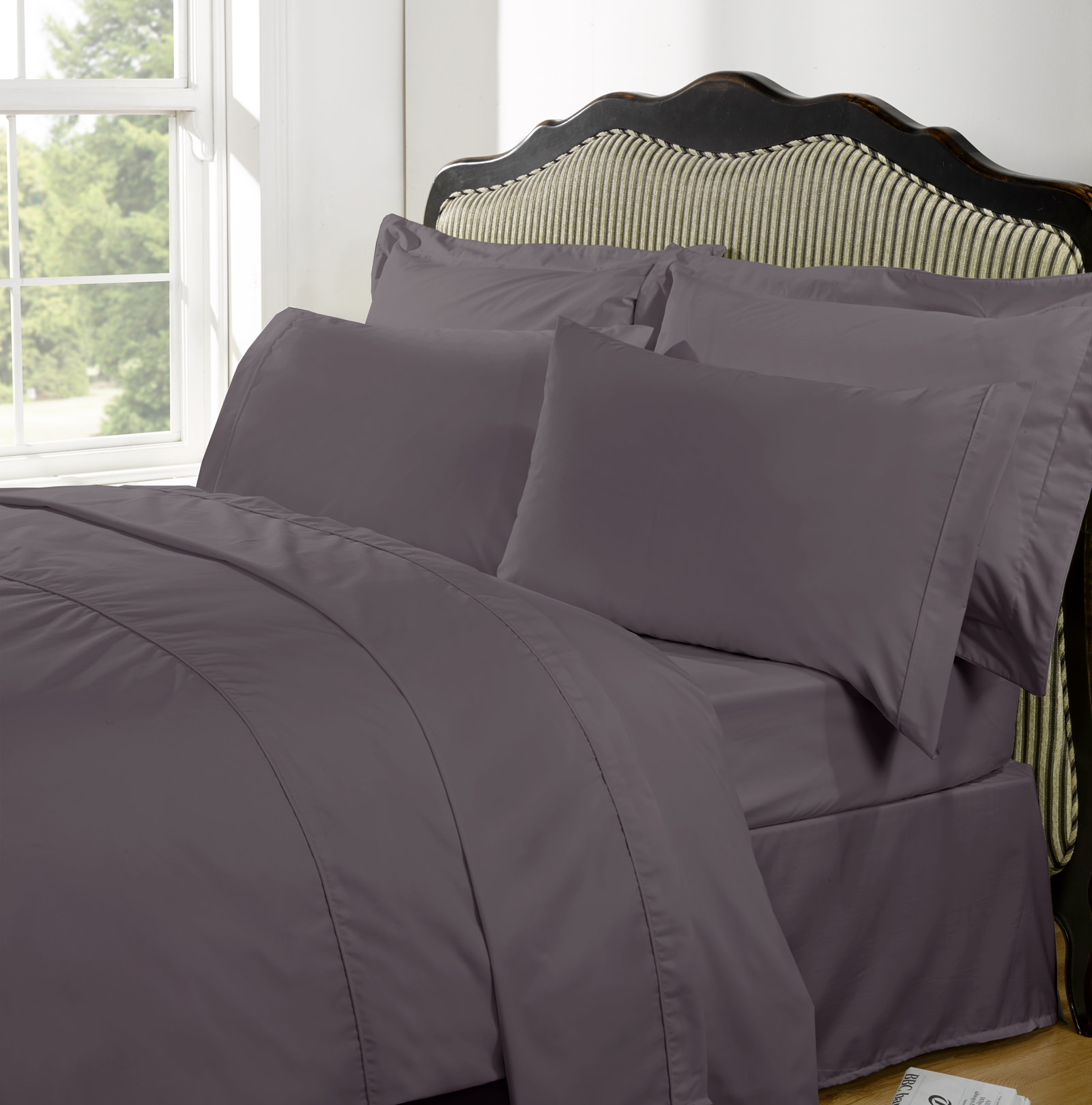 OHS 100% Egyptian Cotton Valance Bed Sheet 230 TC Vintage Mauve – Double