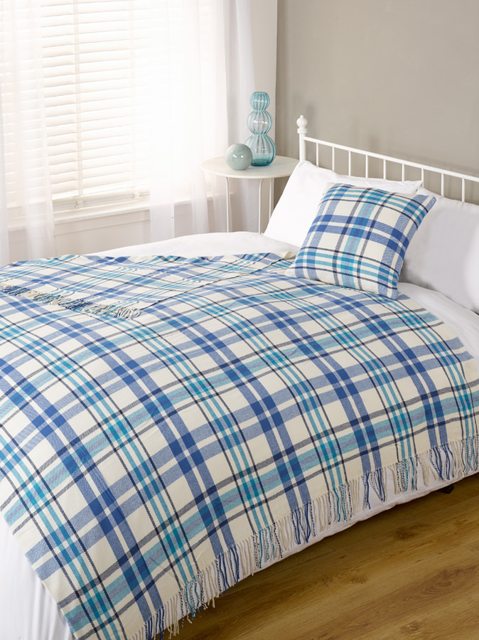 Tartan Check Throw Blanket, Blue – 150 x 200cm