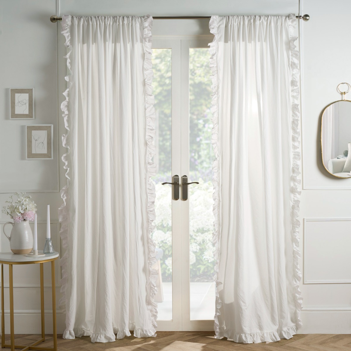 Ohs Frill Voile Curtains (Pair) - White