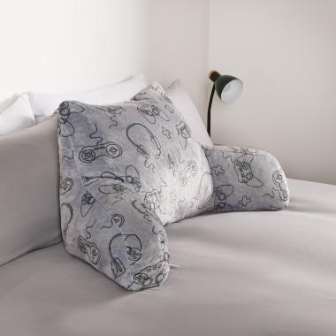 OHS Gaming Print Cuddle Cushion - Grey