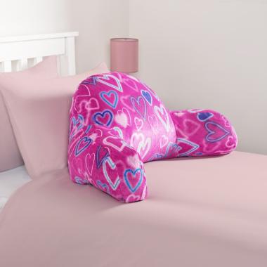 OHS Kids Neon Hearts Fleece Cuddle Cushion - Pink