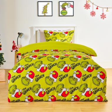 OHS Grinch Printed Duvet Set - Green