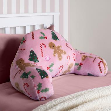 OHS Kids Gingerbread Man Fleece Cuddle Cushion - Pink