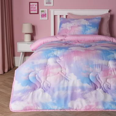 OHS Unicorn Print Quilted Coverless 7.5 Tog Duvet Set - Multi
