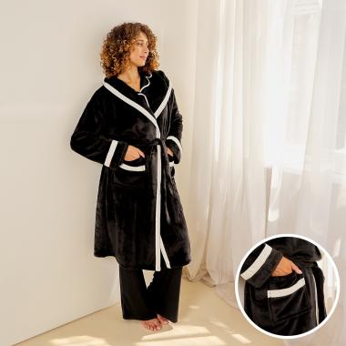 black towel dressing gown Full-Length Towel Dress | Quick-Dry Luxury Spa Robe main image 0