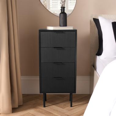 OHS Ribbed 4-Drawer Unit - Black