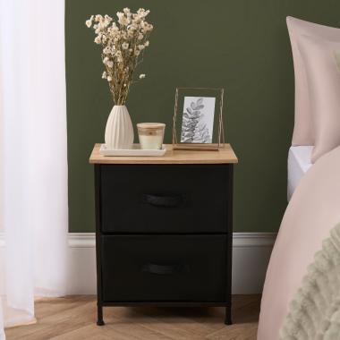 OHS Brooklyn 2 Drawer Fabric Cabinet - Black