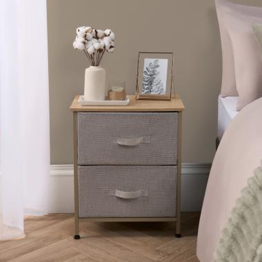 OHS Brooklyn 2 Drawer Fabric Cabinet - Beige