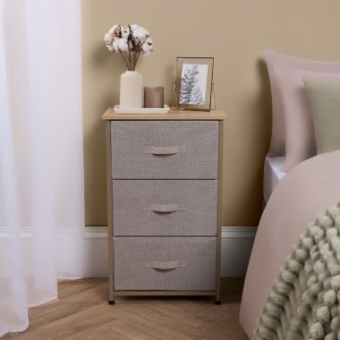 OHS Brooklyn 3 Drawer Fabric Cabinet - Beige