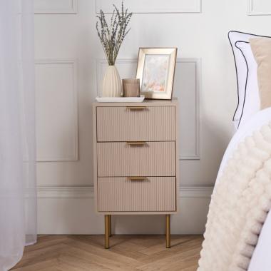 OHS Ribbed 3-Drawer Bedside Table - Natural