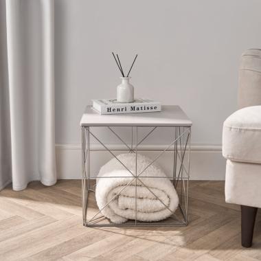 OHS Manhattan Storage Basket Side Table - Grey