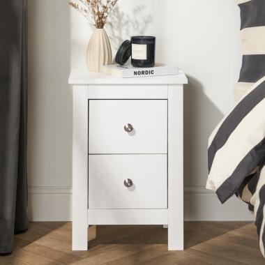 OHS Chicago 2 Drawer Bedside Table - White