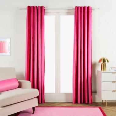 OHS Stripe Print Eyelet Ultra Blackout Curtains - Hot Pink
