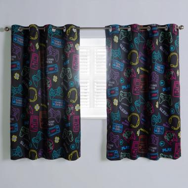 OHS Kids Gaming Blackout Curtains - Black