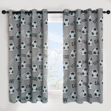 OHS Kids Football Eyelet Blackout Curtains - Grey