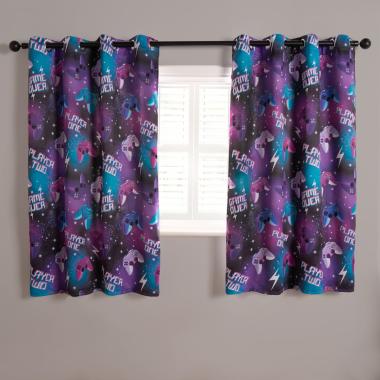 OHS Kids Gaming Eyelet Blackout Curtains - Neon