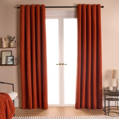 OHS Bouclé Eyelet Blackout Curtains - Rust