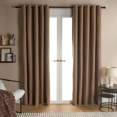 OHS Bouclé Eyelet Blackout Curtains - Natural