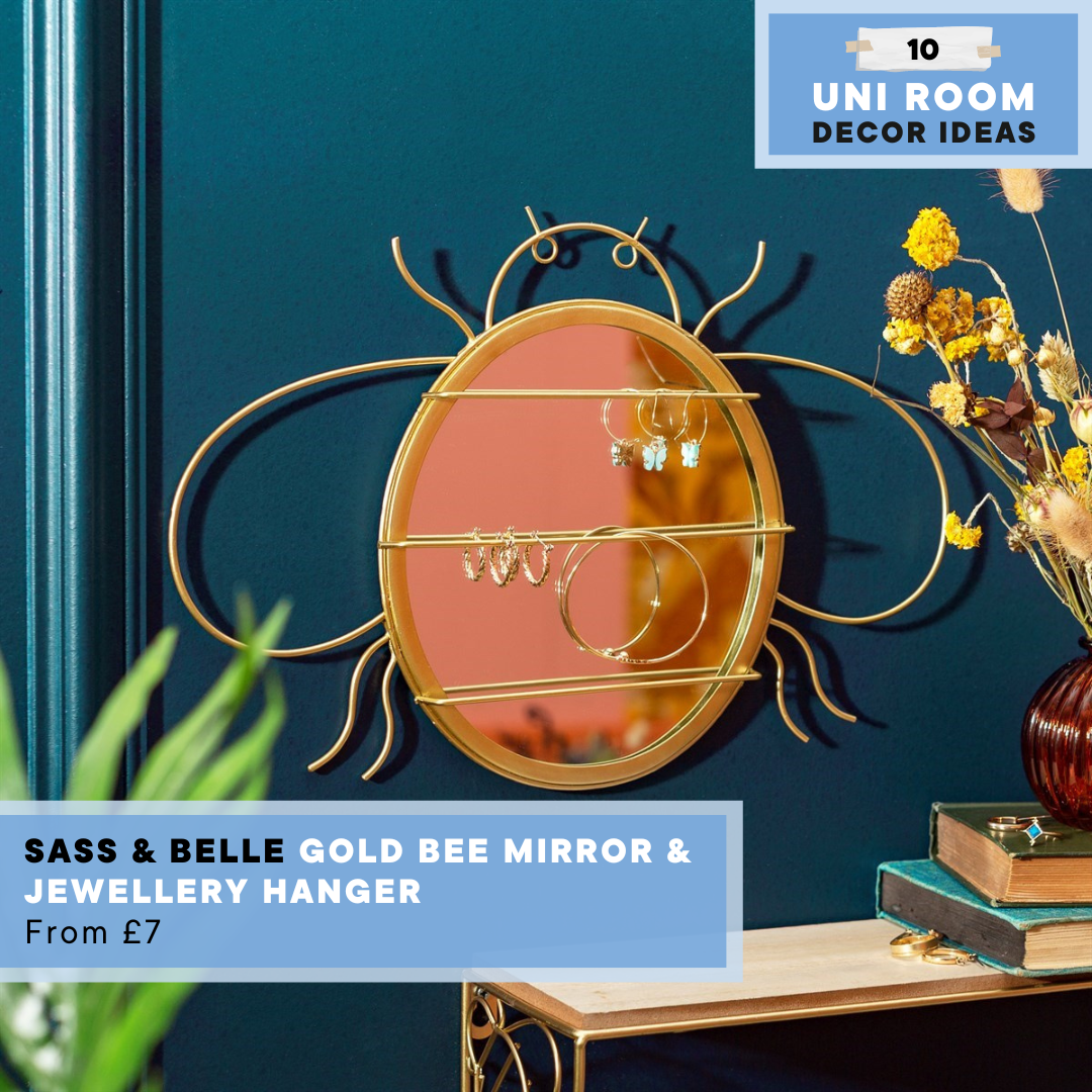 Sass & Belle Gold Bee Mirror & Jewellery Hanger