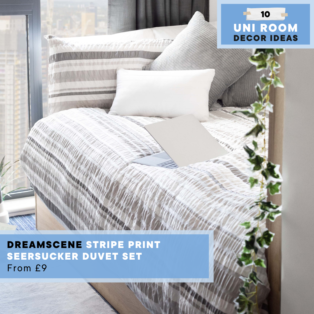 Dreamscene Stripe Print Seersucker Duvet Set