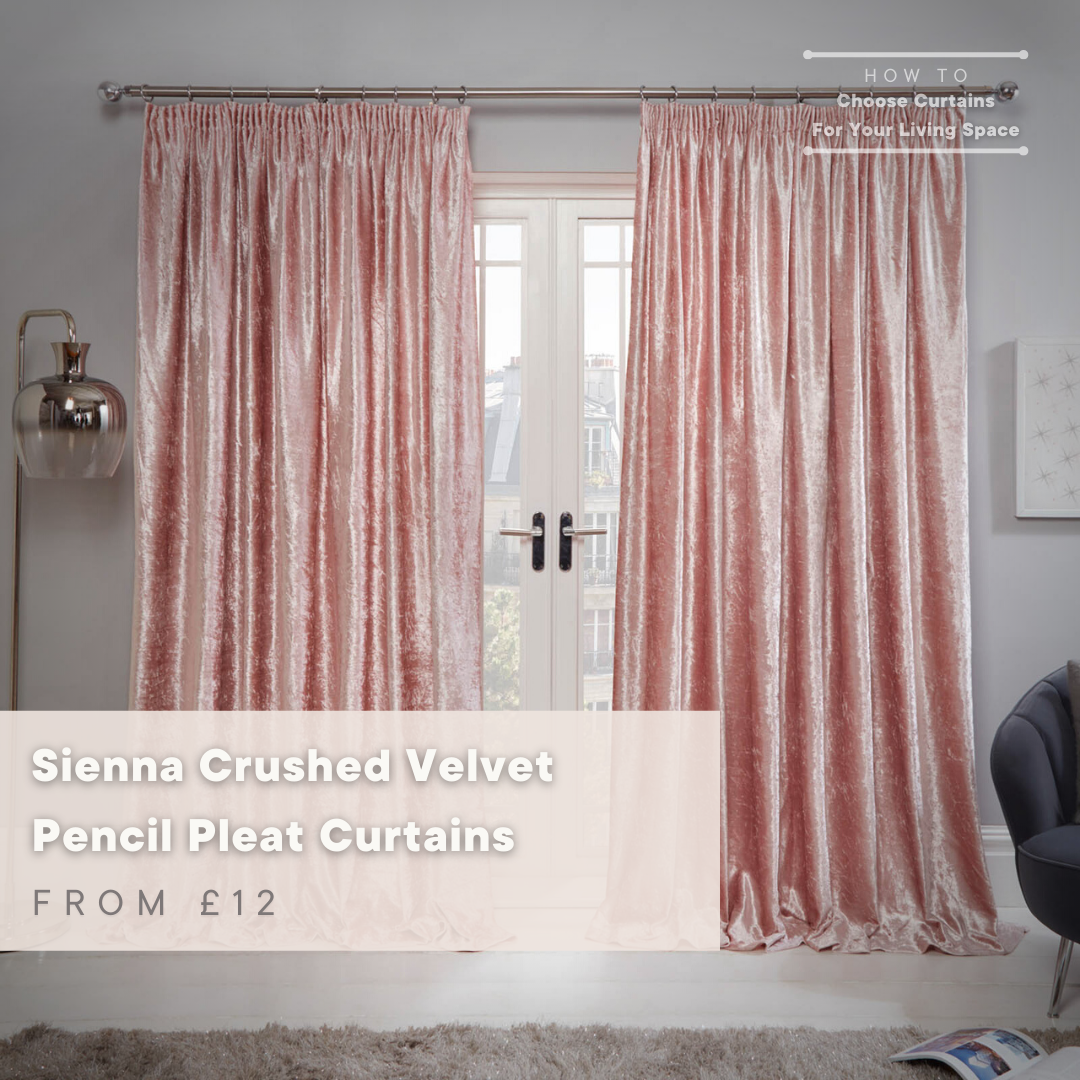 Sienna Crushed Velvet Pencil Pleat Curtains