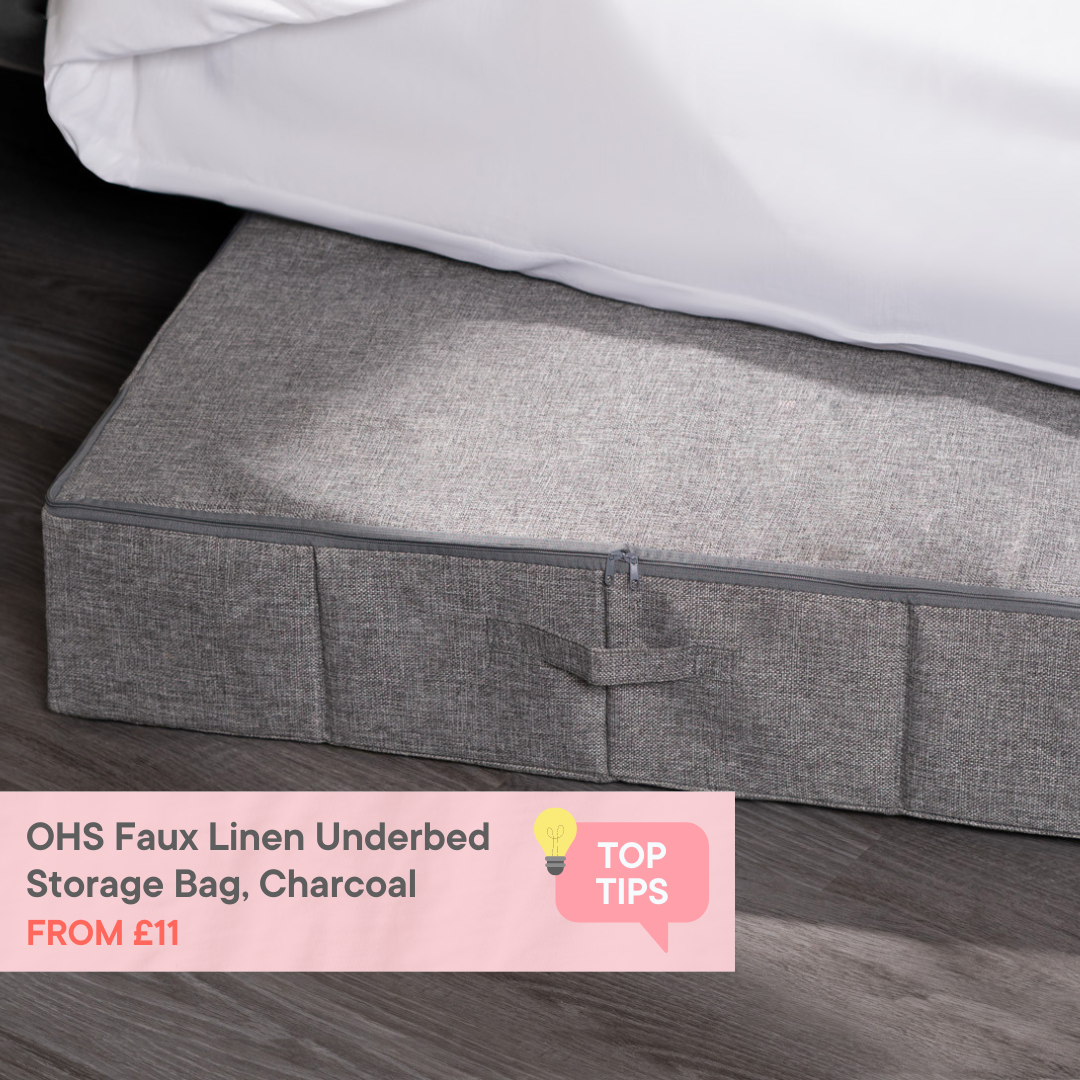 OHS Faux Linen Underbed Storage Bag