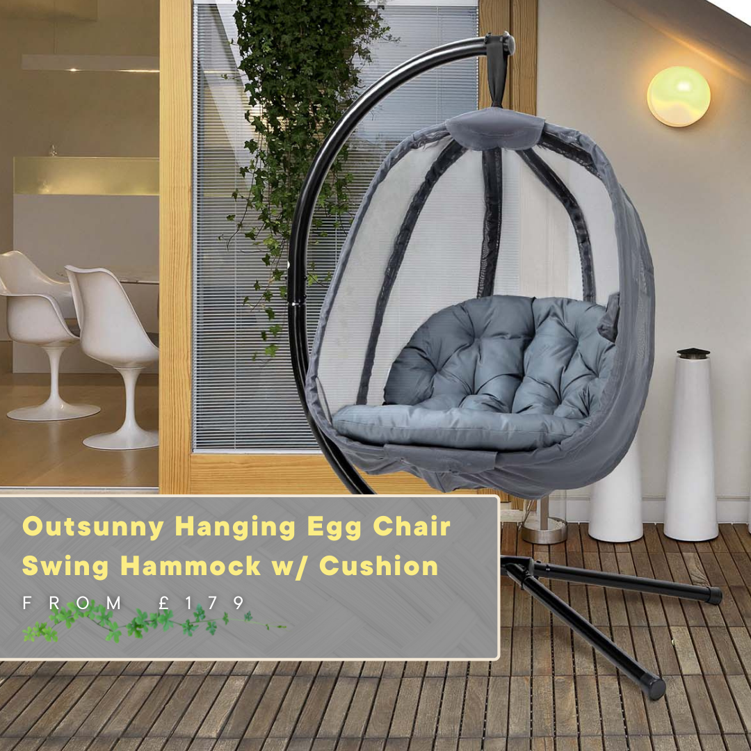 Outsunny Hanging Egg Chair Swing Hammock w/ Cushion
