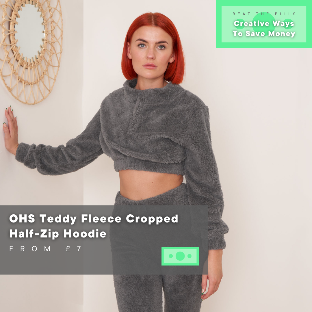 OHS Teddy Fleece Cropped Half-Zip Hoodie