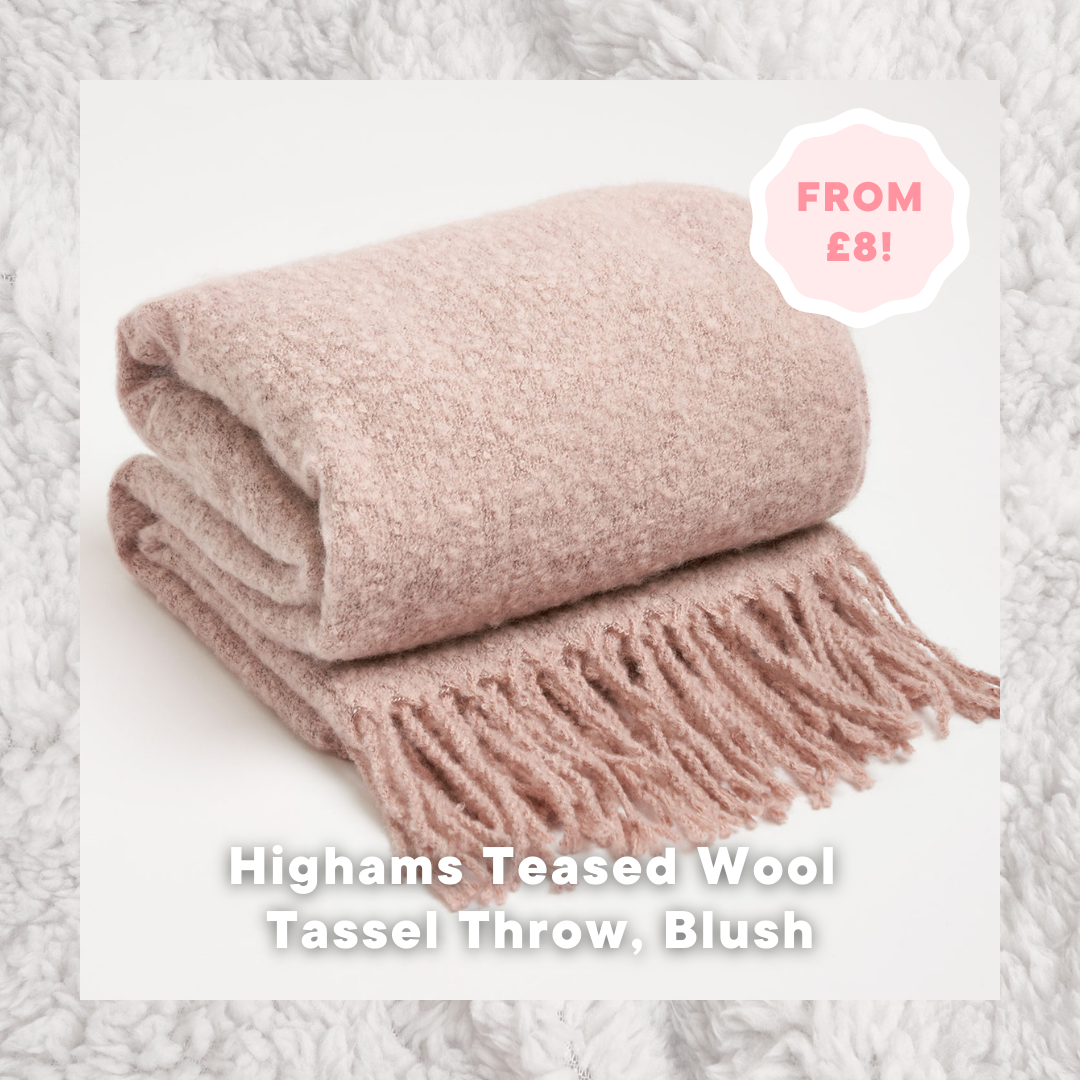Highams Teased Wool Tassel Throw