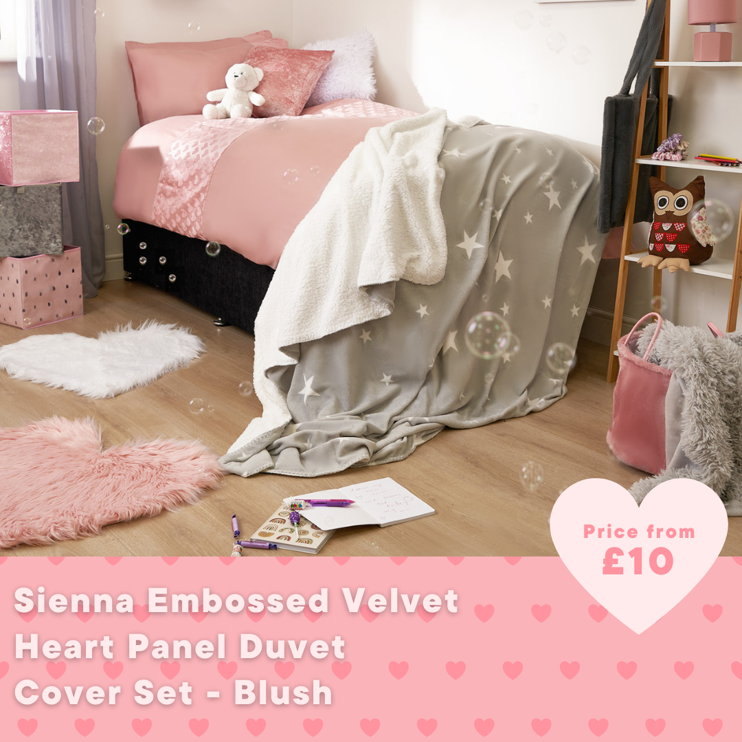 Sienna Embossed Velvet Heart Panel Duvet Cover Set