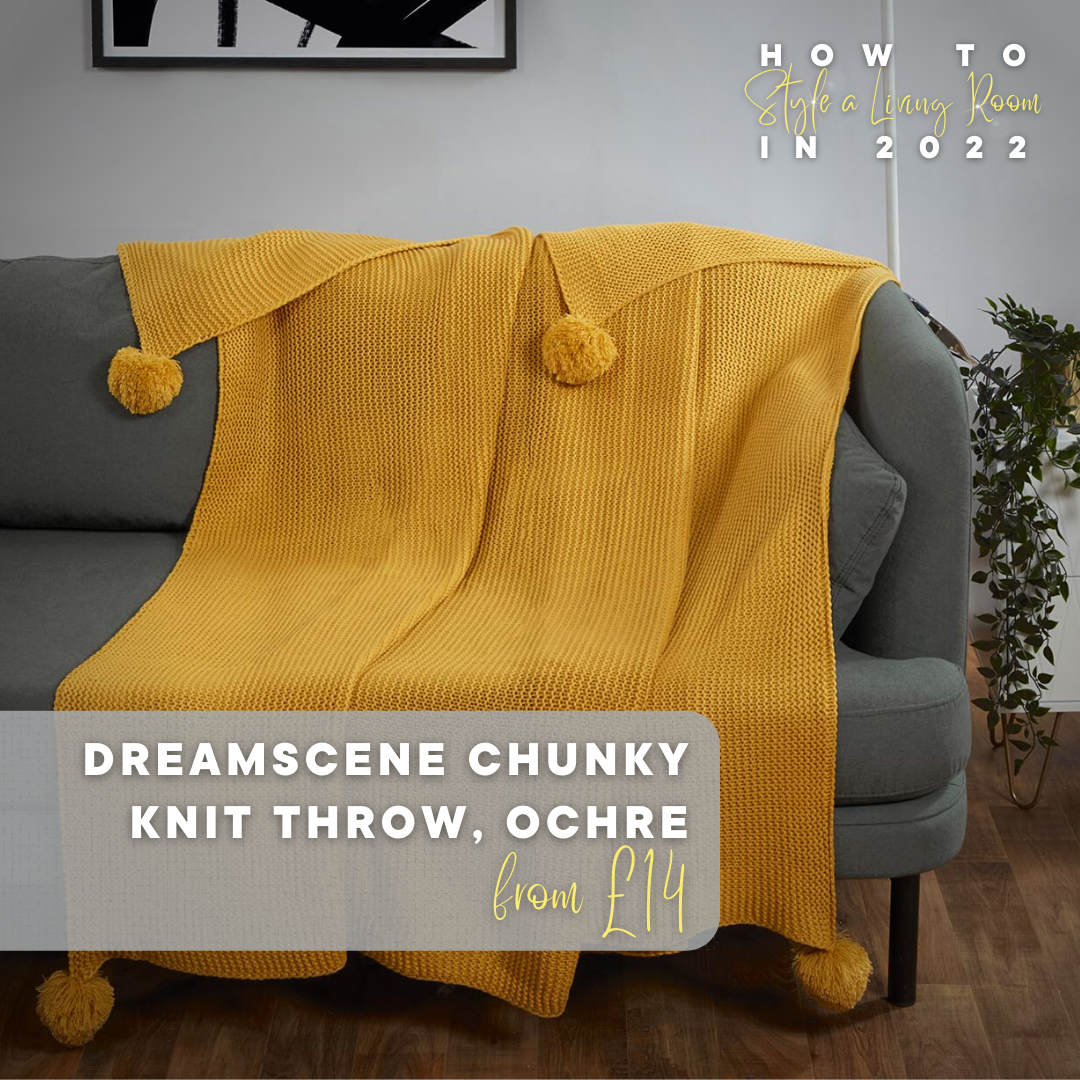 Dreamscene Large Chunky Knit Pom Pom Throw