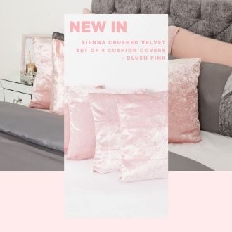 Sienna crushed velvet cushion covers blush pink