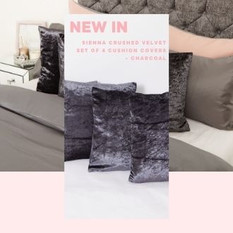 Sienna crushed velvet cushion covers charcoal