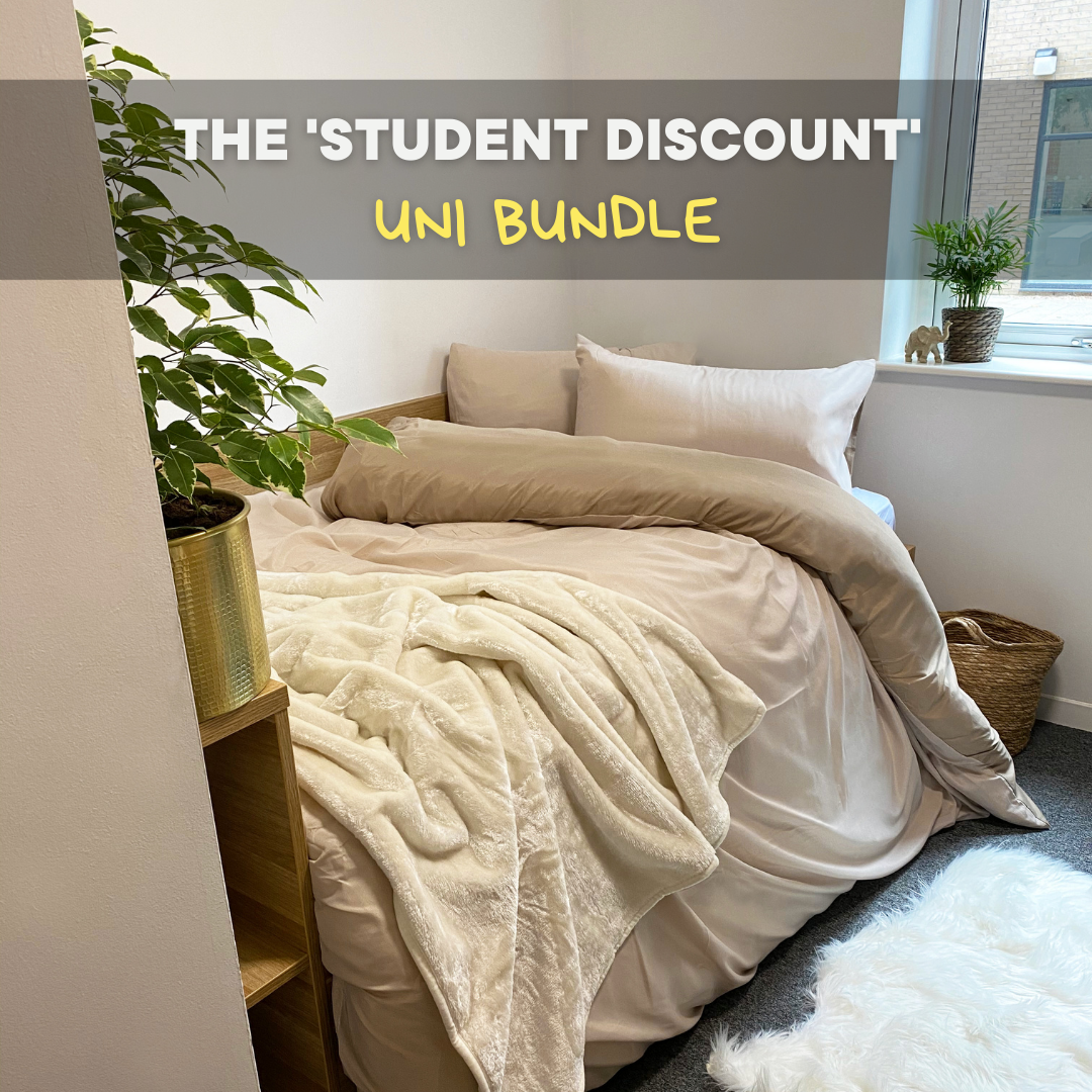 The 'Insta Halls of Residence' uni bundle which includes our Brentfords Reversible Plain Duvet Cover Set